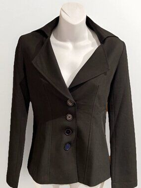 ALEXANE Black 4 Button Long Sleeve Blazer Jacket Size S Fitted Workwear Career
